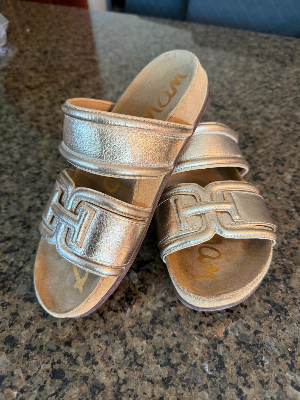 Sam Edelman Metallic Gold Kids Slide Sandals